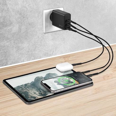 Bonelk 100W PD GaN Wall Charger, 2 x USB-C / 1 x USB-A -  Black - Digital3d.com.au